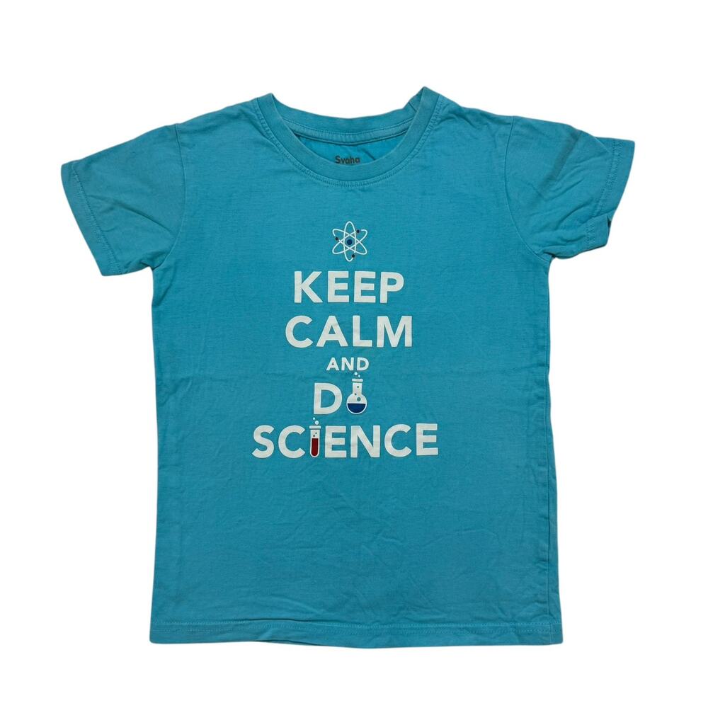 SVAHA Keep Calm and Do Science Blue Tee Size 6Y Kids Unisex Short Sleeve Organic